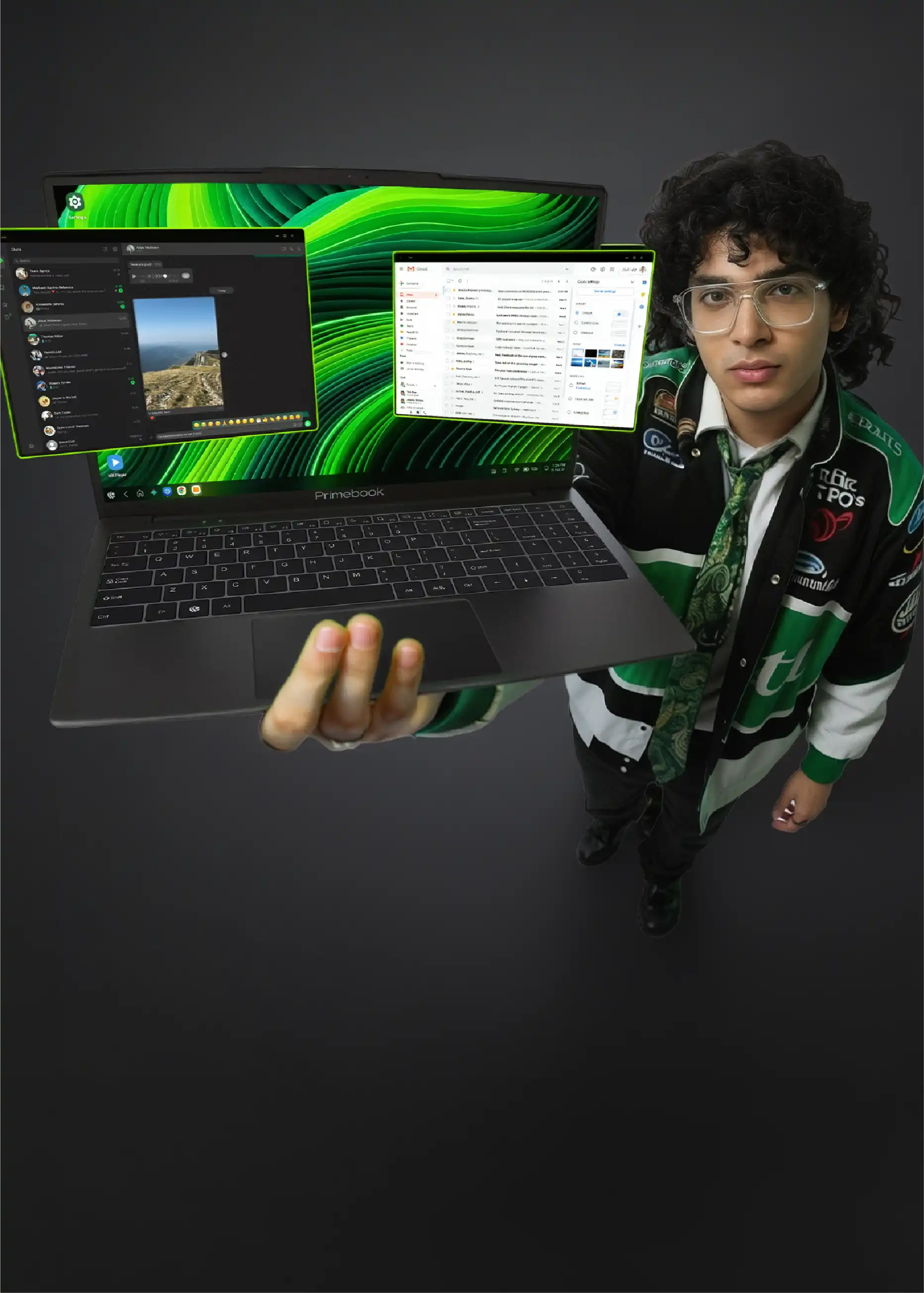 Student working on a Primebook laptop
